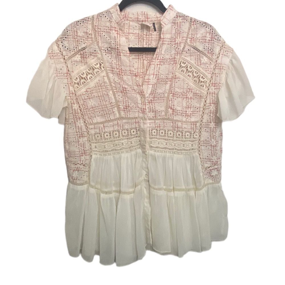 Anthropologie Flutter Sleeve Top 